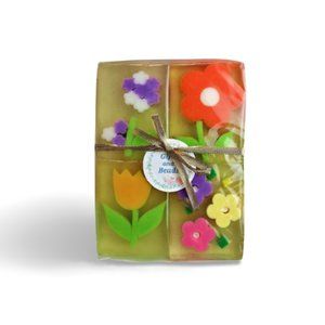 Gifts and Beads| Transparent Flowers Soaps 4 Bars Gift Set 5.3 oz each